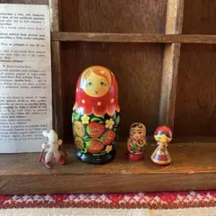 マトリョーシカと 小さな木製人形のセット　ヴィンテージ ★ 東欧雑貨
