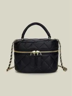 キルティングバニティバッグ チェーン ショルダーバッグ ブラック 黒