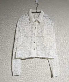 【美品】JEANASIS　プリーツレースシャツLS