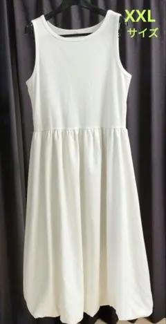 GU バブルへムワンピース（ノースリーブ）　ホワイト キャミワンピース XXL