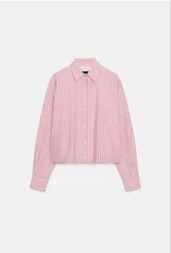 【ZARA】オックスフォードストライプ柄ピンクシャツ size：M