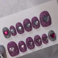 ネイルチップ フラッシュ ハート ラメ フレンチガーリー 現品 no.58