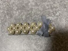 パールリボン付きミニバレッタ　グレー　未使用　最終価格