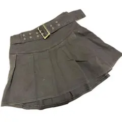 アベイル　ベルト付きプリーツミニスカート　ブラック　L