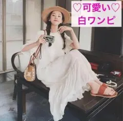 白　ワンピース　レース　クリーム　夏服　可愛い　おしゃれ　デート　レディース