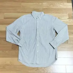 UNIQLO　ブロードシャツ　М　男女兼用　ベージュ　ストライプ　ボタンダウン