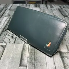 希少 ポールスミス 長財布 うさぎ ラウンドファスナー レザー グリーン
