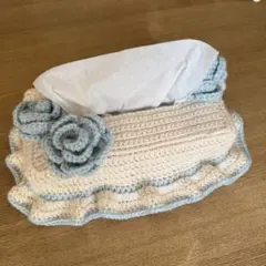 Momo様専用　ハンドメイド 編み物 バラモチーフ付きティッシュケース