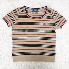 バーバリーブルーレーベル 半袖Tシャツ ニット ボーダー ベージュ Mのサムネイル