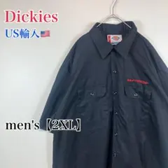 ●BA68【US輸入】ディッキーズ 半袖 ワークシャツ ブラック系 【2XL】