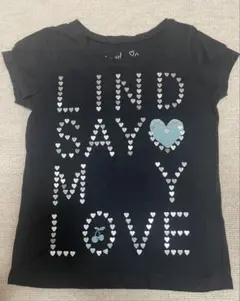 Lindsay 半袖Tシャツ ブラック ハートロゴ　Mサイズ（150センチ）