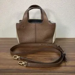 FURLA レザー ハンドバッグ ブラウン アイボリー　WB00614