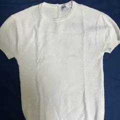 ZARA テクスチャー入り ホワイト 半袖ニットTシャツ S