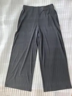 UNIQLO クレープジャージーストレートパンツ ウエストゴム Ｌ　ブラック