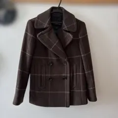 お値下げ　コーチ　ブラウン チェック柄 ウールコート