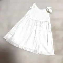 【超美品】トッカ リボン＆フリルワンピース ホワイト 80