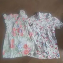 美品 2点セット 花柄 ワンピース オールドネイビー