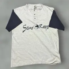 送料込　コットンデラックス　ヘンリーネック　Tシャツ　アメ製　グレー　霜降りのサムネイル