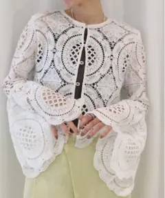 2606183 MEDI INDIAN 2WAY BIG LACE TOPS 白のサムネイル