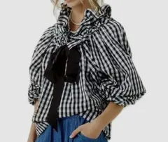 ギンガムチェックフリルシャツ