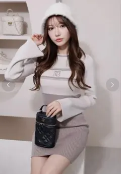 LPラインリブニットワンピース