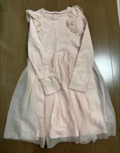 GITA フリル付き長袖ワンピース ピンク 140