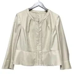 23区 ノーカラージャケット 大きいサイズ セレモニー ベージュ 洗える 44