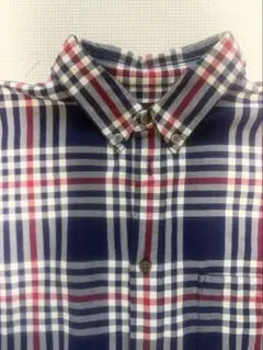 BEAMS チェック柄 長袖シャツ ボタンダウン ネイビー L
