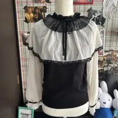 【axes femme】シアーケープ風ニットトップス ブラック ダークコケット