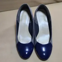 ESPERANZA コンビパンプス 合皮エナメル×コットン×レース 23.5cm