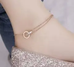 ローマ数字　サークル　アンクレット　ピンクゴールド