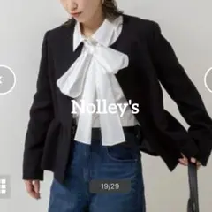 NOLLEY'S 日本製　ツイード×ペプラム　ノーカラージャケット