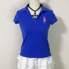 y2k ラルフローレン ポロシャツ ビッグポニー 平成ギャル 平成女児 ブルー