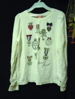 mezzopiano　メゾピアノ　長袖Ｔシャツ　勲章柄　白　L(160)