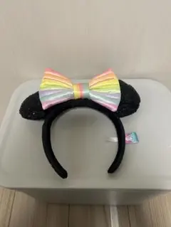 ディズニー ミッキー耳カチューシャ カラフルリボン付き