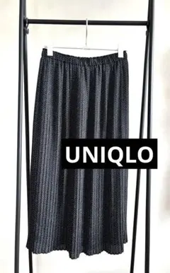 美品　ユニクロ プリーツスカート M 濃紺 ドット柄 UNIQLO