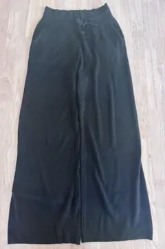 ユニクロ　ウォッシャブルニットリブパンツ　黒　L 普通丈