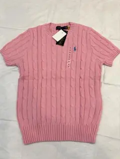 【新品タグ付】POLO RALPH LAUREN ケーブルニット 半袖ピンクM