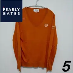 【パーリーゲイツ】 ニット L オレンジ ゴルフ Vネック