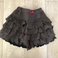 プティマイン　キュロットスカート　ショートパンツ　ブラウン　フリル　90cm
