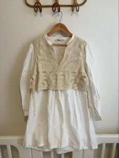 ZARA レースベスト付きブラウス ホワイト