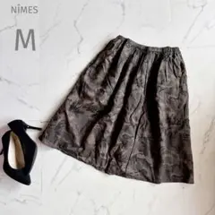 ニーム【M】イノセント 迷彩柄 カモフラ ギャザースカート ブラウン　ゴム　茶系のサムネイル