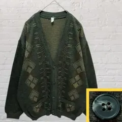 昭和レトロ 幾何学模様 ジオメトリック グランパコア カーディガン トラッド
