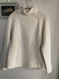 L.L.Bean タートルネックニット アイボリー　cotton100