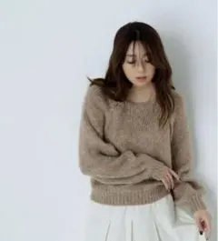 natural beauty basic ラメリリヤーンクロップドニット