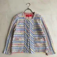 coohem コーヘン MIX ツイード ノーカラー ニット ジャケット 36