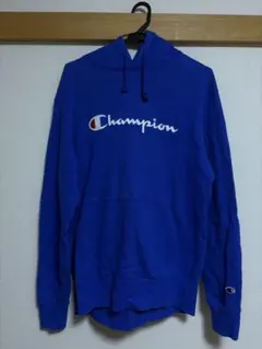 Champion パーカー ブルー XLサイズ ロゴプリント