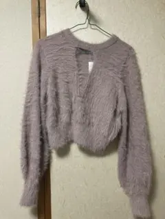 earth music&ecology カットアウトシャギーニット ピンク