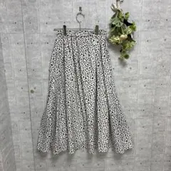 ダルメシアン柄　フレアロングスカート　白×黒