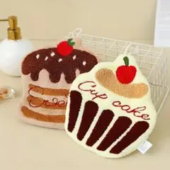 2枚　もふっと可愛い　スイーツ　キッチンタオル　ハンドタオル　ハンカチタオル